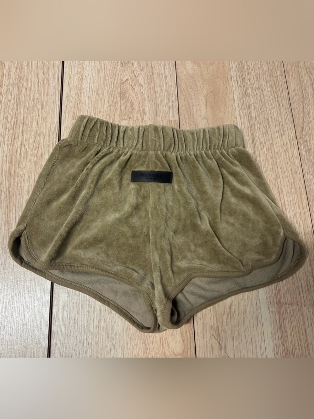 Essentials Olive Green Velour Women’s Shorts